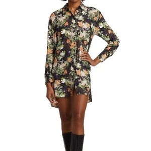 Alice + Olivia Floral Mini Dress - Black, Green, Orange